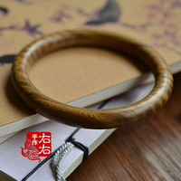 手工雕刻綠檀木手鐲香味細圈鐲子木質古典中國風送麻布袋1入