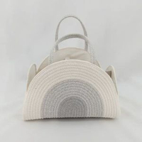 嬰兒棉繩尿片袋｜手提便攜收納筐｜車載媽咪包｜大容量尿布包｜多功能收納｜柔軟棉繩｜外出必備｜雜物整理｜防水耐臟｜輕巧手提