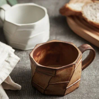 240ml Vintage Handmade Ceramic Mug Creative Japanese Couple Coffee Cup Latte Pull Flower Mug Milk Tea Cups Office Water Cups