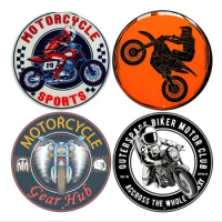 Motorcycle circular aluminum logo iron painted plaque with retro and novel retro home restaurant wall decoration