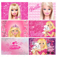 MINISO Barbie Photo Backdrop Girls Birthday Party Decoration Pink Photography Background Baby Shower Banner Booth Props