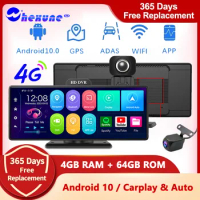 10.26 Inch Car DVR Camera Dashboard FHD Android 10 Dash Cam GPS Navigation WiFi Rearview Mirror Digital Video Recorder Dual Lens