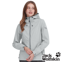 【Jack wolfskin 飛狼】女 防風防潑水內刷毛保暖外套 Softshell 連帽軟殼衣『淺灰』