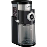 2023 New Krups Precision Plastic and Stainless Steel Flat Burr Coffee Grinder , 12 Cup 110 Watts 12 Grind Settings