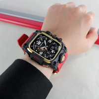 AmBand / 45mm / Apple Watch 專用保護殼帶 軍規級 TPU錶帶 黑紅色 ＃M3-CASE-BAND-45-RED