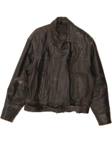 MAURITIUS Mens Leather Jacket UK 44 2XL Black Leather CG01