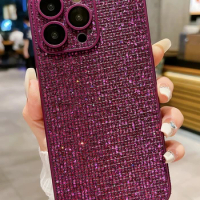 Bling Diamond Flash Slim Phone Case For iPhone 15 14 13 12 11 Pro Max 15pro Luxury Jewelled Border Lens Protection Glitter Cover