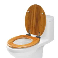 Wood Toilet Seat Cover Soft Close Wood Toilet Seat Shield With Stainless Steel Hinge Anti-pinch Slow Close Elongated Toilet Seat
