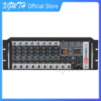 Rack Embedded 8 Channel Mixer Multimedia Analog Audio Mixing Console with 16 DSP Digital Effector Bluetooth 48V Phantom Power