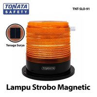 Lampu Warning Light Oranye Tonata Magnet Solar Panel / Lampu Peringatan LED Kedip Strobo Tenaga Sury