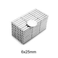 5/10/50PCS 6x25 mm Search MinorMagnet Diameter 6mmx25mm Bulk Small Round Magnet 6x25mm Neodymium Disc Magnet 6*25 mm
