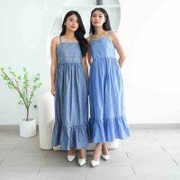 Dress Katun Garis Helena Fashion Woman Dress