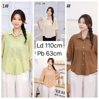 Mei Mei Fashion - Pamela Kemeja Katun Bordir Premium | Atasan Lengan Panjang  Bordir Premium