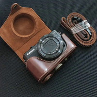 กระเป๋ากล้องหนัง PU ย้อนยุคสำหรับ Canon Powershot G7X Mark II III (G7XIII G7XII) Mark2 Mark3 G7X3เคสแข็งและสายคล้องคอ