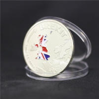 2016年英國脫歐盟紀念章鍍銀幣收藏紀念徽章脫歐公投紀念品周年章