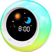 Kids Alarm Clock Sleep Training Clock with Sun & Moon Sleep Sound Machine Timer Night Light OK to Wa
