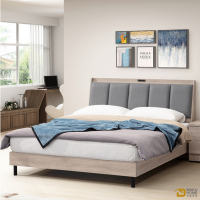 WAKUHOME 瓦酷家具Hedy灰橡木風6尺床頭片型雙人加大床-台規尺寸 A006-H516+H536寬183X深203X高102.5(公分)