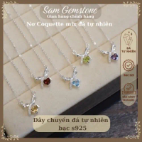 Dây chuyền Nơ mini bạc 925 mix đá tự nhiên Sam Gemstone