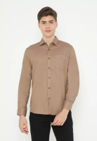 Police Denim POLICE Kemeja Polos Cotton Regular Fit Lengan Panjang Pria