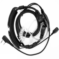 Flexible Throat Microphone Mic PTT Air Tube Headset Earpiece For Kenwood Baofeng Two Way Radio UV-5R/3R UV B5 GT-3TP UV-5X