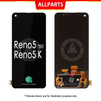 Paparan Rikey untuk ALLPARTS OLED / INCELL untuk OPPO Reno 5, 4G, 5G, LCD, penggantian digitizer skr