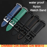 High quality Canvas Genuine Leather Strap For G-SHOCK Casio Watchband DW5600 GW-B5600 GW-M5610 Men Carbon fiber Nylon Bracelet