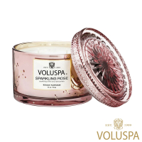 【美國VOLUSPA】玫瑰氣泡浮雕玻璃罐 312g 香氛蠟燭(Sparkling Rose)