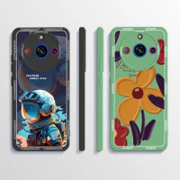 For Realme 11 Pro Case Realme 11 Pro+ Cover Popular Flower Astronaut Liquid Silicon Bumper For Realme11 Pro Plus 5G Phone Covers