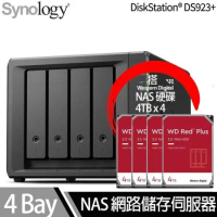 Synology群暉科技 DS923+ NAS 搭 WD 紅標Plus 4TB NAS專用硬碟 x 4