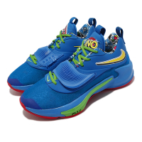 Nike 籃球鞋 Zoom Freak 3 NRG EP 魔鬼氈 男鞋 桌遊 UNO 聯名款 字母哥 藍 綠 DC9363400