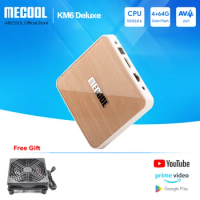 TV Box Android 10 4g 64gb MECOOL KM6 Deluxe Wifi 6 Google Certification 4K Voice Amlogic S905X4 1000M LAN Smart tvbox