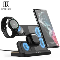 3 in 1 Wireless Charger Stand For Samsung S22 S21 S20 S10 Huawei P50 Galaxy Watch 5 4 Active Buds 15W Fast Charging Dock Station