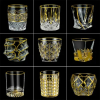 Gilding Gold Crystal Usquebaugh Wine Cup Whiskey Glass XO Whisky Glasses Brandy Snifters Vasos Personalized