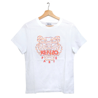 KENZO 新款印刷橘色英文字母粉橘虎頭女款短袖T恤 (白色)