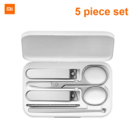 100% Xiaomi mijia 5pcs/set Manicure Nail Clippers Pedicure Set Portable Travel Hygiene Kit Stainless Steel Nail Cutter Tool Set