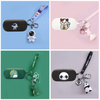 For anker Soundcore AeroFit Case Cartoon Astronauts/Pandas/Cat Animal silicone Earphones Cover Cute fundas