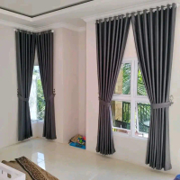 Gorden Tebel Khusus Warna Abu Hordeng Jendela Minimalis Mewah Hordeng Pintu Bahan Blackout Tebal Tal