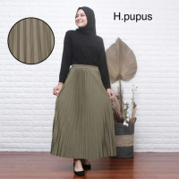 rok plisket panjang premium wanita Hijau Botol