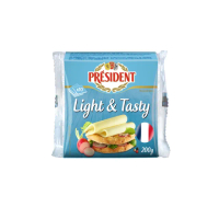 【PRESIDENT總統牌】法國總統牌較低脂切片乾酪 200G(進口食材 起司片 乳製品)