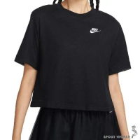 Nike 女裝 短袖上衣 短版 雙層網狀 刺繡 黑 FB8353-010
