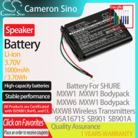 CameronSino Battery for SHURE MXW6 MXW1 Bodypack MXW8 Wireless Transmitters MXW6 Boundary fits SHURE 95A16715 Speaker Battery