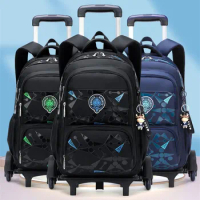 Laptop PC Backpack Schoolbag 3-6 Grade Boy Girls School Bag In Pupils Trolley Case Travel Luggage Pack Student Removable Handbag