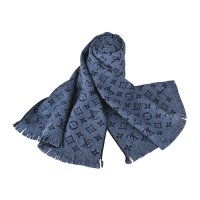 LV M78525 MONOGRAM花紋LOGO CLASSIC 羊毛圍巾(海軍藍)