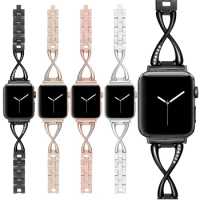 Woman Luxury Diamond Strap for Apple Watch Band 44mm 40mm 42mm 38mm Stainless Steel Strap for IWatch Series 6 5 4 3 Watch Correa