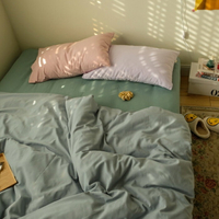 馬卡龍色系撞色床包 水洗棉ins風撞色床包四件組 磨毛四件套 單人床包 雙人加大床包 床單 床罩組 被單 床組 寢具