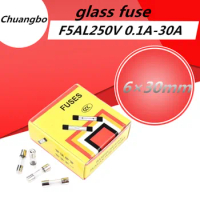 1 box 100pcs 6*30MM Glass Tube Fuse F5AL250V 0.1A 0.2A 0.25A 0.3A 0.5A 0.63A 0.75A 0.8A 1A 2A 3A 3.15A Fast Quick Blow Fuses
