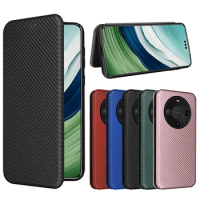 For Huawei Mate 60 Case Luxury Flip Carbon Fiber Skin Magnetic Adsorption Case For Huawei Mate 60 Pro Mate60 Phone Bags