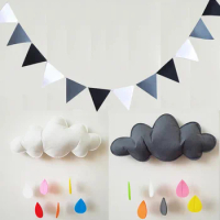 Kids Room Nursery Decoration Handmade Raining Clouds Water Drop Girls Bed Hanging Teepees Tent Toy For Children Baby Shower Flag