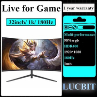 LUCBIT 32inch Curved Monitor 180hz 144hz Gaming Computer 1080P Desktop Display IPS Panel Screen