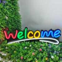 ป้ายไฟอะคลีลิค ป้ายไฟนีออน  ป้ายไฟ WELCOME สีสันสดใส สวยงาม